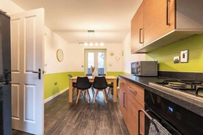Microwave, oven, dishwasher, high chair