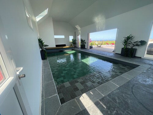 HOUSE WITH INTERIOR SWIMMING POOL WITH SEA VIEW, mini golf, gym 