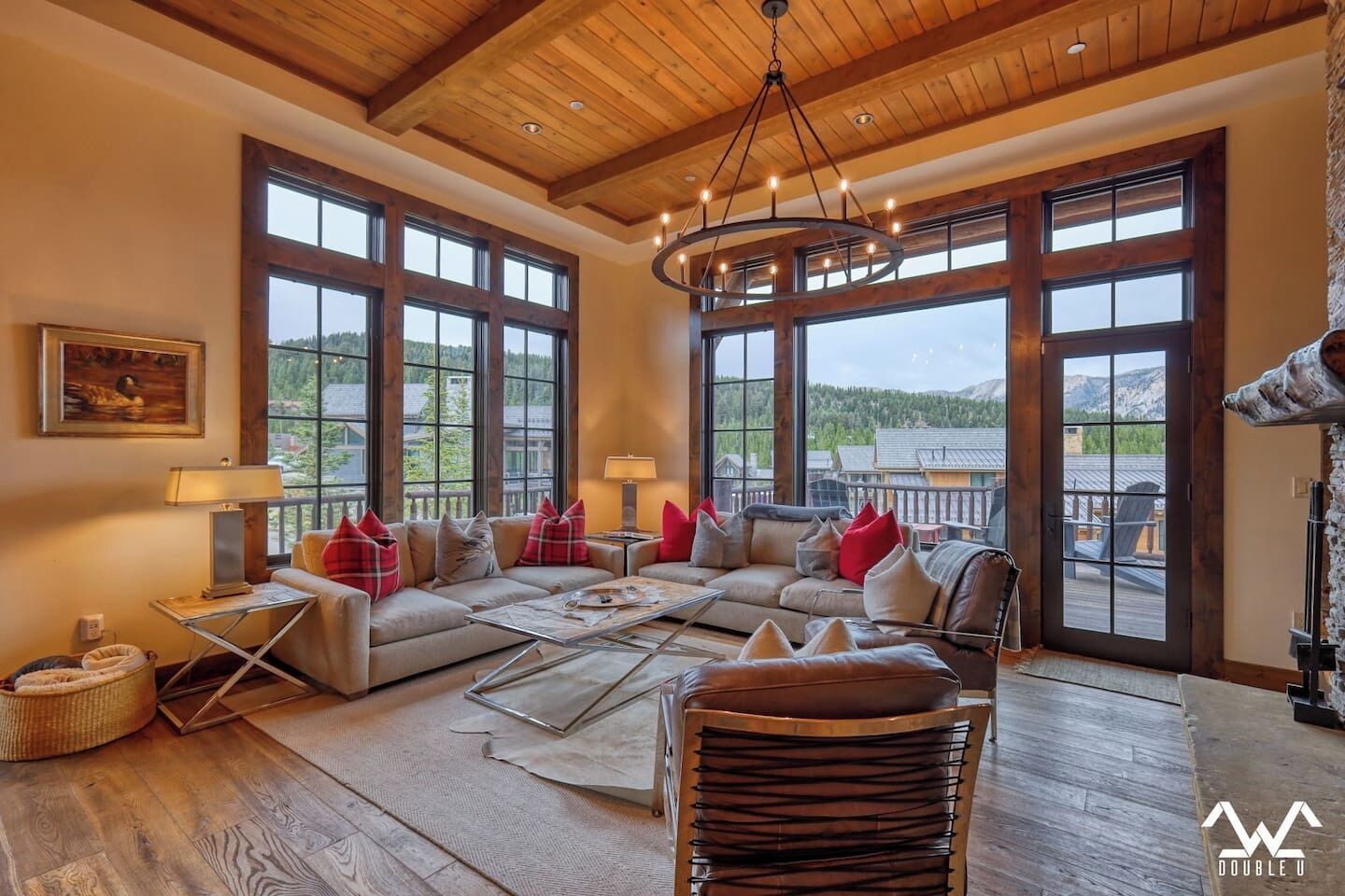 TV, fireplace, books