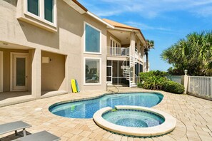 Outdoor pool, a heated pool - Living Luxe - Oceanfront summer bliss! (St. Augustine Beach)