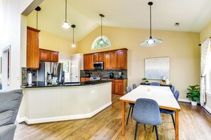 Fridge, microwave, stovetop, dishwasher - 2 Mi to Lake Norman: Home w/ Deck in Huntersville! (Huntersville)