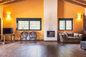 TV, fireplace