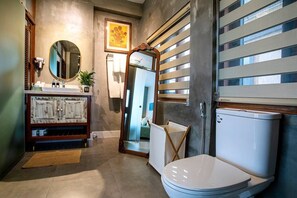 Secador de cabelo, toalhas de banho, sabonete, papel higiênico