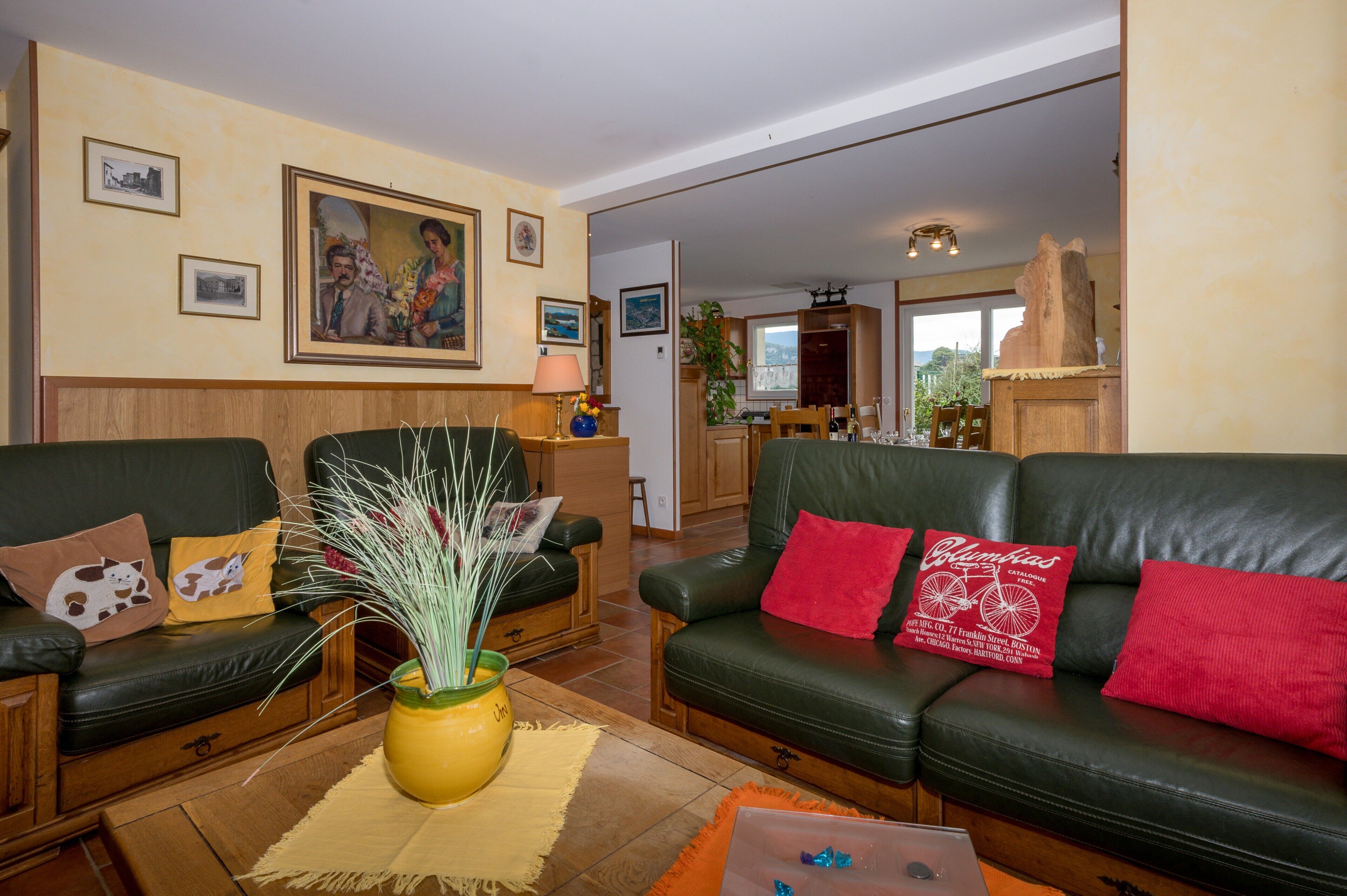 TV, caminetto, lettore DVD, impianto stereo