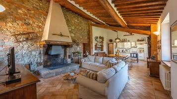 Fernseher, Kamin, Tischtennisplatte