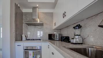 Microwave, oven, coffee/tea maker, toaster