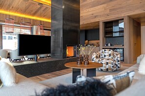 TV, fireplace, video games