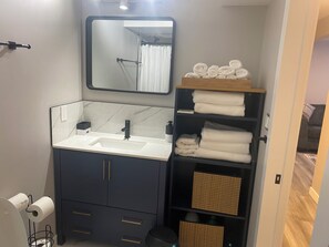 Towels, soap, toilet paper