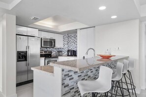 Fridge, microwave, dishwasher, toaster