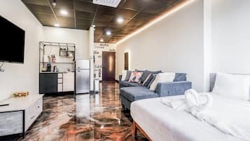 Studio, 1 Queen-Bett und Schlafsofa, Nichtraucher, Kochnische | Wohnbereich