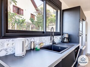 Fridge, microwave, oven, dishwasher
