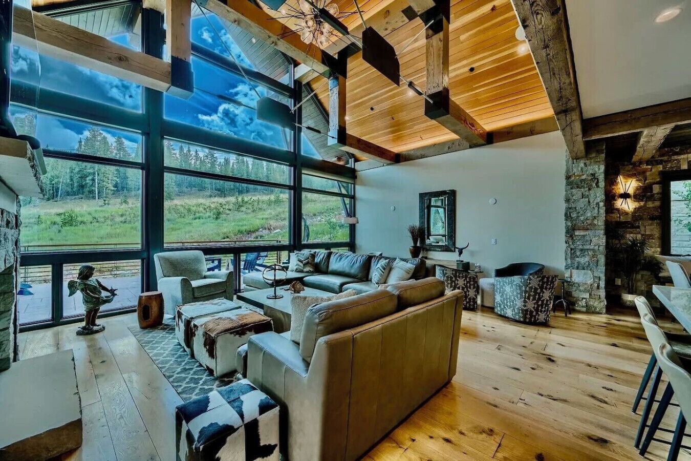 Smart TV, fireplace, video games, DVD player