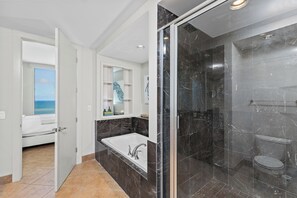 Shower, hair dryer, towels - Floor to Ceiling Ocean Views at the Sapphire Condominium, south corner unit overlooking Space X (South Padre Island)