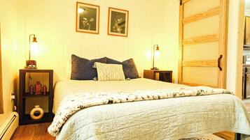 1 bedroom, desk, iron/ironing board, travel cot