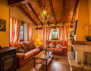 TV, fireplace