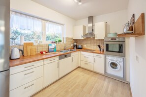 Fridge, oven, stovetop, dishwasher - Apartment 'Fewo Bodenseeoase' with Lake View, Private Terrace and Wi-Fi (Öhningen-Wangen)