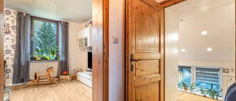 テレビ、暖炉、DVD プレーヤー