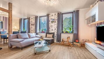 Fernseher, Kamin, DVD-Player