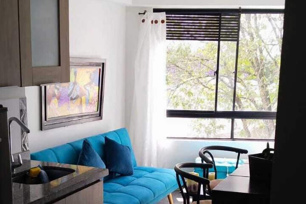 Deluxe Apartment, 1 Queen Bed with Sofa bed, City View, Tower | Living area | Flat-screen TV