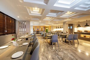 Vegetarian cuisine, garden views