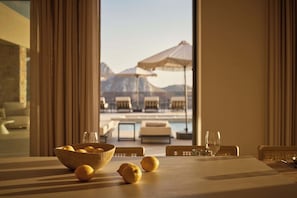 Dining - Hue Luxury Villa, with Pool, Gym, Sauna & SeaViews (5CQX+W8R Foinikas, Greece)