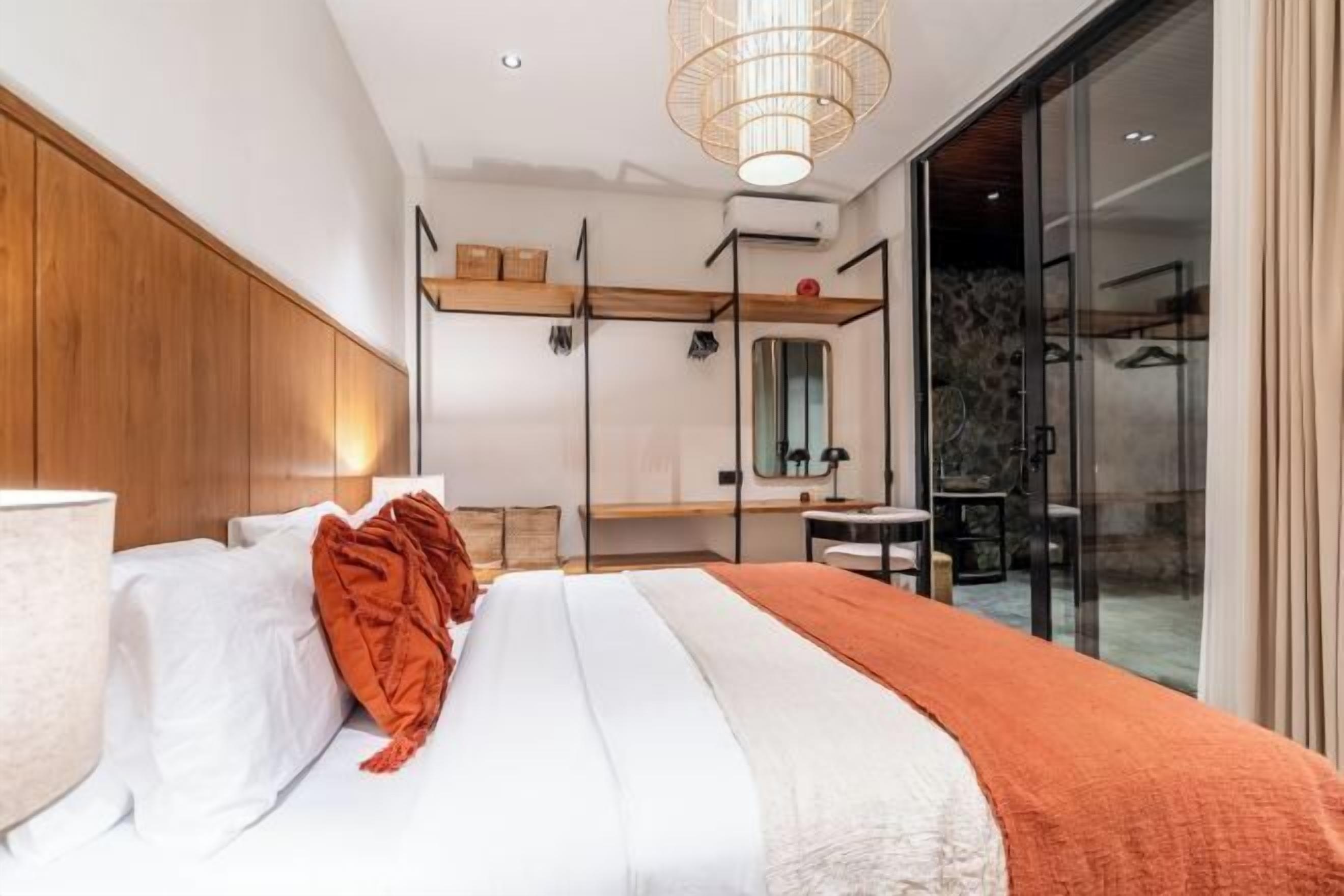 Individually decorated, desk, laptop workspace, blackout curtains