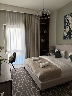 Apartamento premium, vista para o pátio | 1 quarto, cortinas blackout, quartos à prova de som