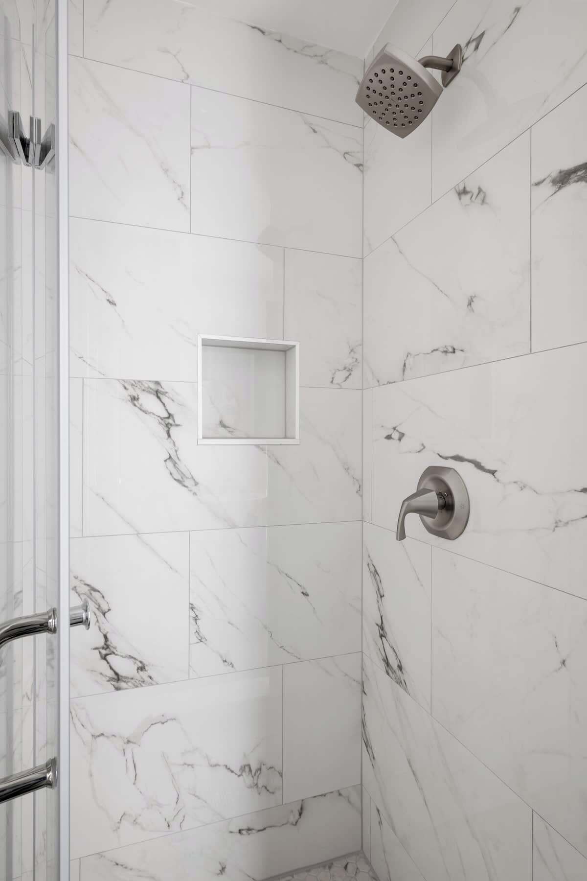 Shower, hair dryer, shampoo
