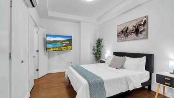 1 bedroom, iron/ironing board, travel crib, WiFi