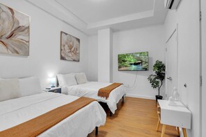 1 bedroom, desk, iron/ironing board, travel cot