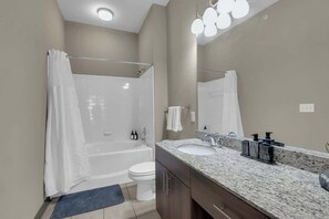 Shower, hair dryer - Cozy 2BR Near BOK Center - Gym, Pool, Pet Friendly (Tulsa)