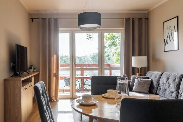 Apartment, Balcony, Mountain View | Living room | Flat-screen TV - RentPlanet - Holiday Mountain Residence (Swieradow-Zdroj)