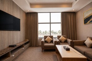 Apartment, 2 Bedrooms | Living area | 42-cm flat-screen TV with satellite channels, heated floors, offices - NARS Plus Al Basateen (Jeddah)