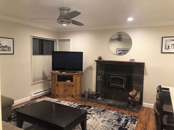 TV, fireplace, DVD player