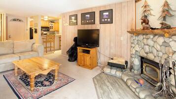 TV, fireplace