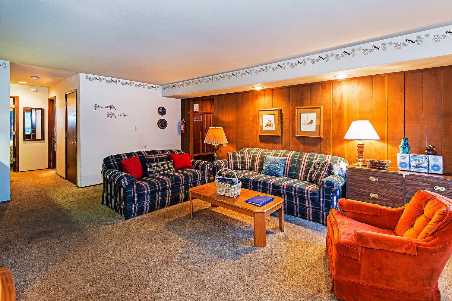 TV, fireplace, DVD player, stereo