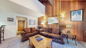 Télévision, cheminée, lecteur de DVD