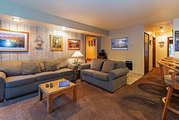 TV, fireplace, stereo