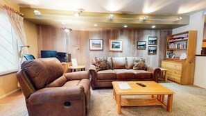 電視、壁爐、DVD 播放機