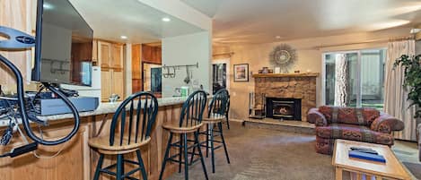 TV, fireplace, DVD player