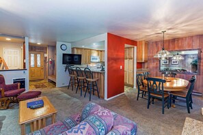 電視、壁爐、DVD 播放機