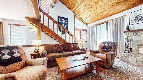 TV, caminetto, lettore DVD, impianto stereo