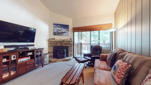 TV, fireplace, DVD player