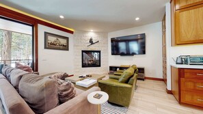 TV, fireplace, offices