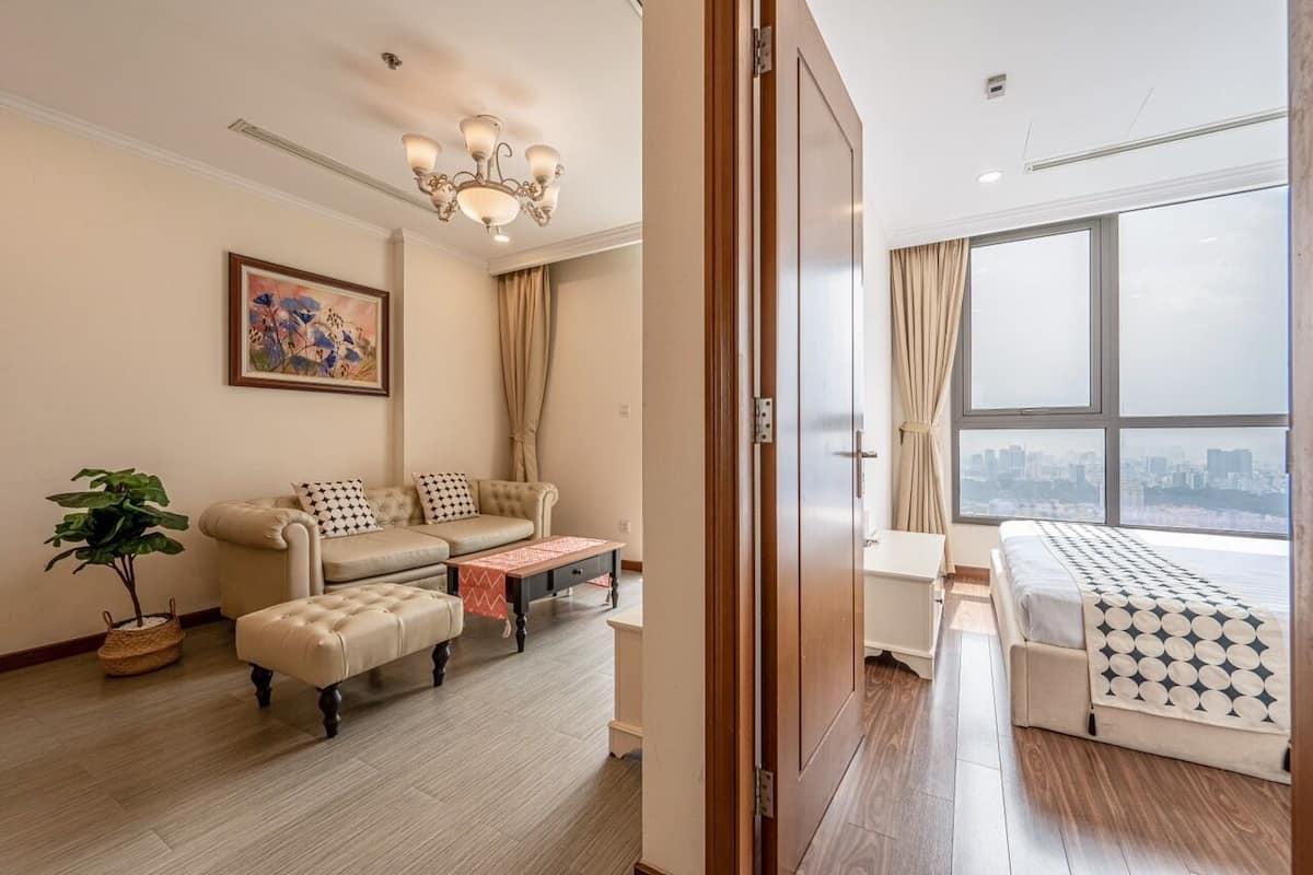 Luxury Apartment, 1 Bedroom, Balcony, City View | Living area | 43-inch Smart TV with cable channels