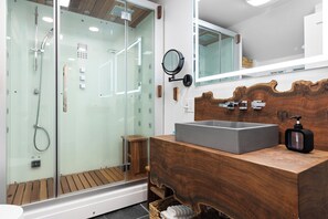 Ducha, secador de pelo, bidé y toallas