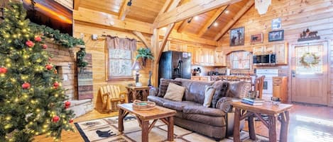 Televisión, chimenea, futbolito y libros