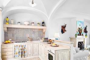 Villa, Patio, Sea View | Private kitchen | Full-size fridge, microwave, oven, stovetop