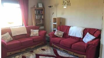 Smart-TV, Kamin, DVD-Player, Bücher