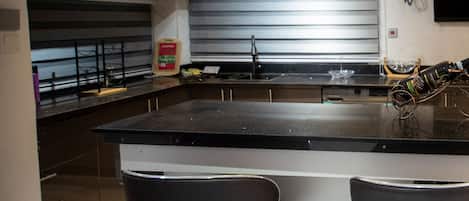 Apartment | Private kitchen | Fridge, microwave, oven, stovetop